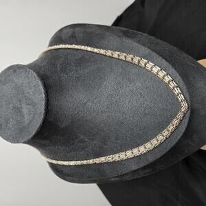 Vintage Sterling Silver Necklace Italian 925 V-Link Chain Woven 17 Inch Chunky